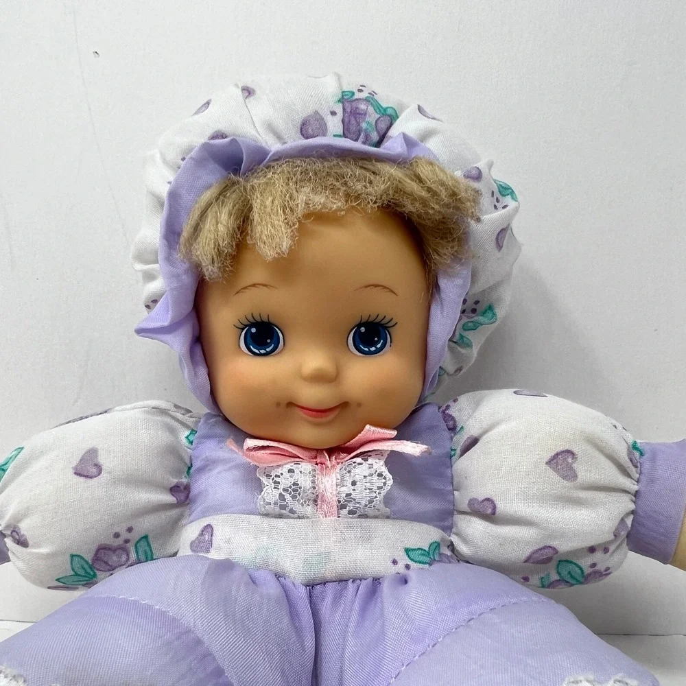 Loving Wonders Soft Luv Baby Doll 8 Inch Purple Floral Nylon Plush Vintage 90s